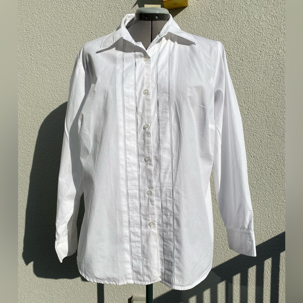 Jones Wear White Tailored Cotton Long Sleeve Button Down Shirt/Blouse Women’s 1X